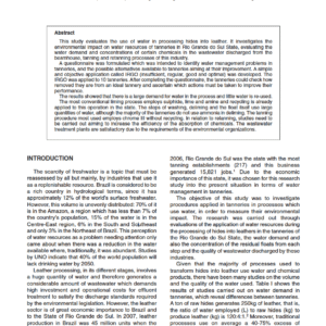 Assessment of Water Management in Tanneries