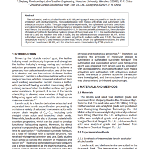 Study of the Synthesis of Sulfonated and Succinated Lanolin Acid Fatliquoring Agent