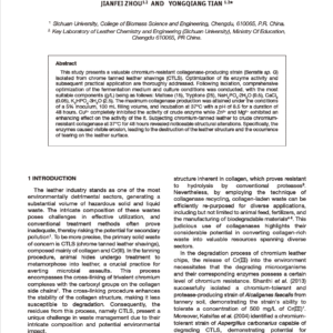 Optimization and application of chromium-resistant collagenase production by Serratia sp. G
