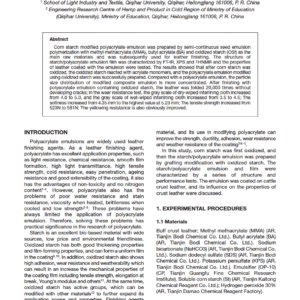 Preparation and Properties of Corn Starch/Polyacrylate Emulsion Finishing Agent