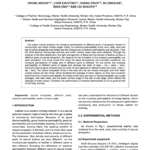 Analysis of Moisture Permeability of Sheepskin in Different Parts Based on Microscopic and Water Contact Angle