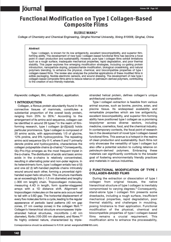 Functional Modification on Type I Collagen-Based Composite Films
