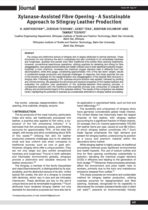 Xylanase-Assisted Fibre Opening - A Sustainable Approach to Stingray Leather Production