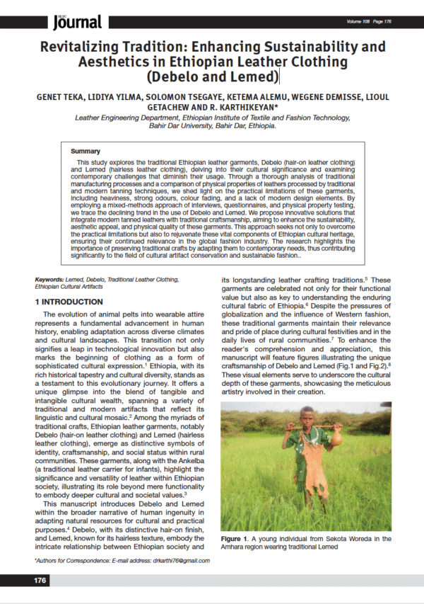 Revitalizing Tradition: Enhancing Sustainability and Aesthetics in Ethiopian Leather Clothing (Debelo and Lemed)