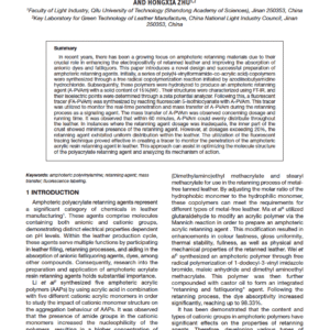Fluorescence Labelling of Amphoteric Acrylic Retanning Agent and its Mass Transfer Behaviour