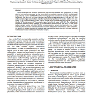 Preparation and Application of Graphene oxide/ Fluorosilicone Modified Waterborne Polyurethane