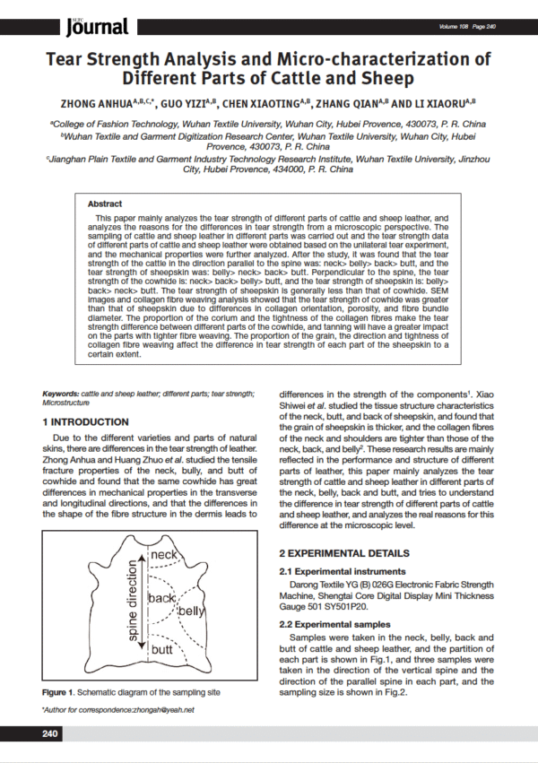 Tear Strength Analysis and Micro-characterization of Different Parts of Cattle and Sheep