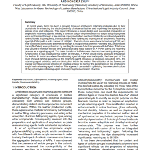 Fluorescence Labelling of Amphoteric Acrylic Retanning Agent and its Mass Transfer Behaviour