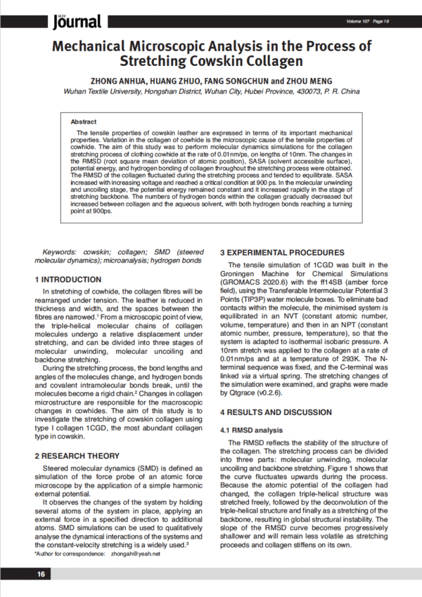 Mechanical Microscopic Analysis in the Process of Stretching Cowskin Collagen