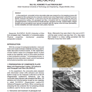 Preparation and Property Analysis of Composite Plate for Furniture Decoration Made from Regenerated Leather, CR Adhesive and Pineapple Leaf Fibre (RL/CR/PLF)