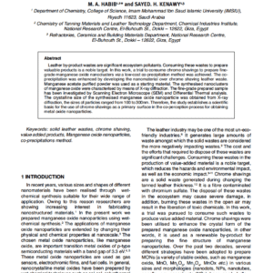 Use of Solid Leather Wastes to Produce Value-Added Material: Mn3O4 Nanoclusters by co-precipitation method using chrome shavings as a primary surface