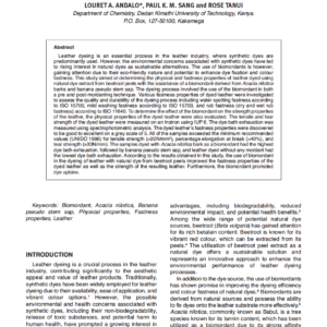 Physical and Fastness Properties of Leather Dyed with a Natural Dye Extracted from Beetroot Peels using a Biomordant