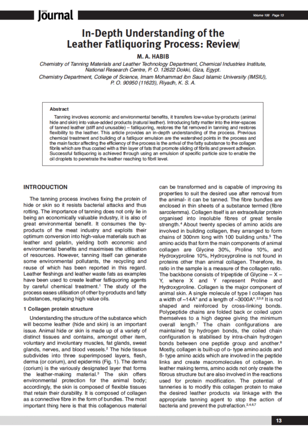 In-Depth Understanding of the Leather Fatliquoring Process: Review