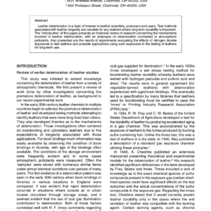 Atmospheric Pollutants and the Deterioration of Leather