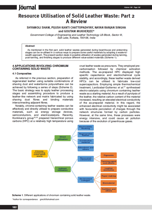 Resource Utilisation of Solid Leather Waste: Part 2 A Review