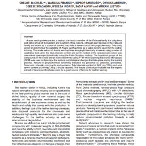 Phytochemical Screening and Determination of Tannin Content of Compounds from Acacia Xanthophloea as Viable Tanning Agents for the Leather Industry