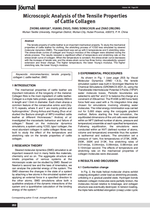 Microscopic Analysis of the Tensile Properties of Cattle Collagen