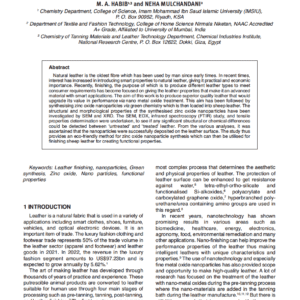 Adding Value to Sheep Leather via Coating with Green Synthesised Zinc Oxide Nanoparticles: Approaches for Advanced Leather Products