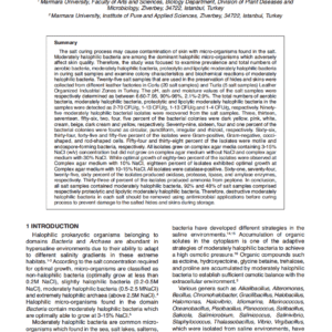 Examination of Moderately Halophilic Bacteria in Salt Samples Used in Hide and Skin Preservation