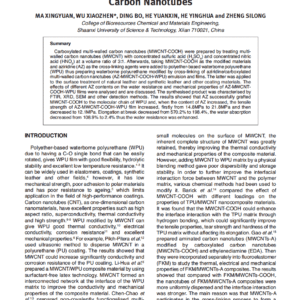 Preparation and Performance of Waterborne Polyurethane Modified by Cross-linking of Aziridine/Carboxylated Multi-Walled Carbon Nanotubes