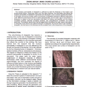 Evaluating the Degree of Influence of Clothing Factors on the Moisture Permeability of Sheepskin through Grey Theory