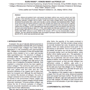 Extraction of Yak Hide Collagen by Ultrasound-Assisted Lactic Acid-Pepsin Hydrolosis Method and its Characterisation