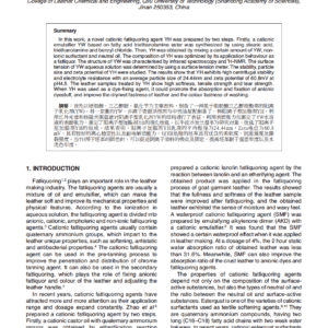 Preparation and Application of a Novel Cationic Fatliquoring Agent