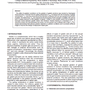 Physical Gelation of Gelatin Solutions: Effect of Gelatin Concentration, pH, Ionic Strength and Solvents