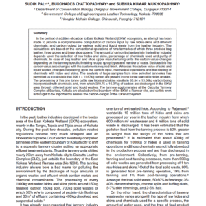 Assessment of Carbon Contribution to the East Kolkata Wetland Ecosystem (Ramsar Site: 1208) by Leather Producing Units of the Calcutta Leather Complex: Part I