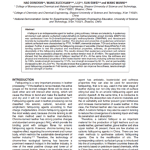 Synthesis and Application of a Novel Cationic Surfactant based on Quaternary Ammonium Salt for Leather Fatliquoring