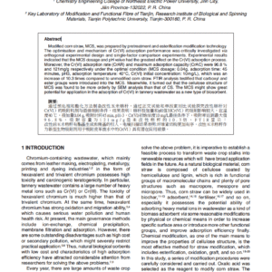 Preparation and Application of Modified Corn Straw as a Biosorbent for Cr(VI) Adsorption