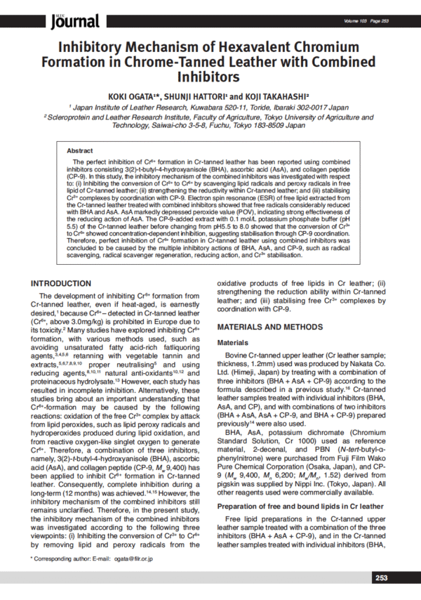 Inhibitory Mechanism of Hexavalent Chromium Formation in Chrome-Tanned Leather with Combined Inhibitors