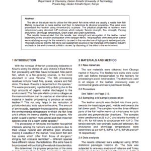 Physical Properties of Chrome-Tanned Nile Perch (Lates niloticus) Fish Leather