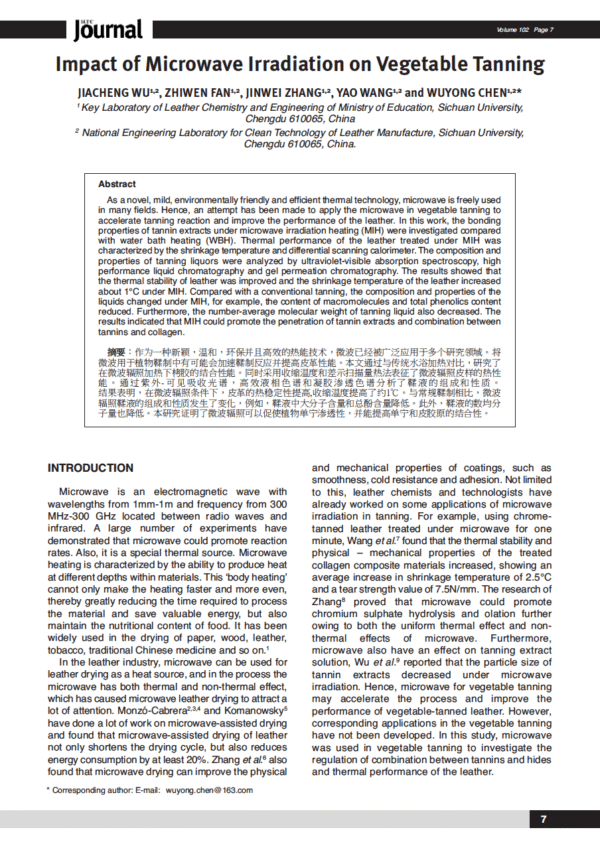Impact of Microwave Irradiation on Vegetable Tanning