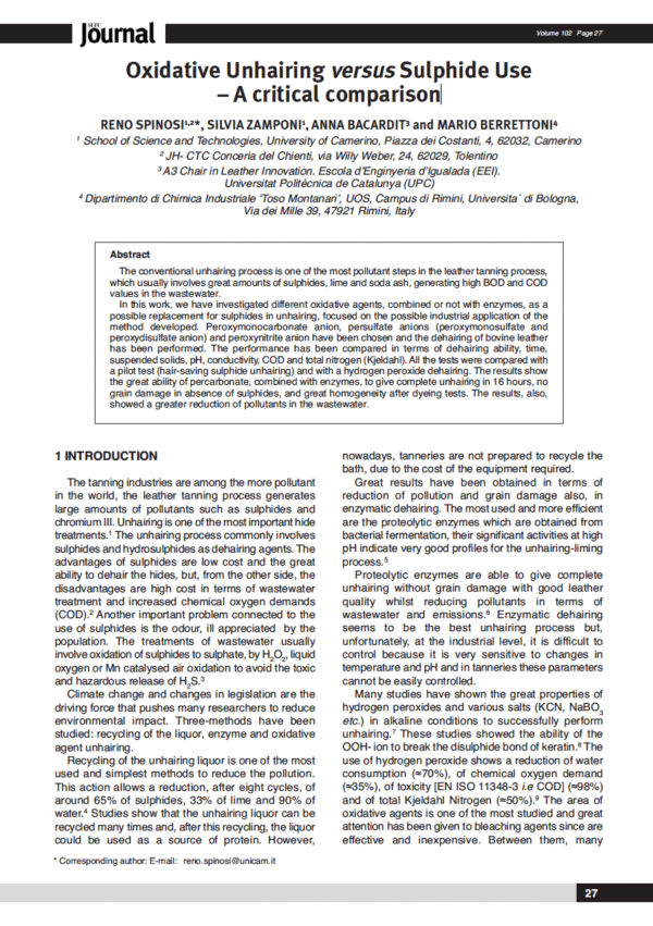 Oxidative Unhairing versus Sulphide Use – A critical comparison