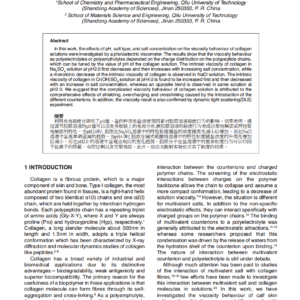 Viscosity Properties of Collagen Solutions: Influence of pH, Salt Type and Salt Concentration