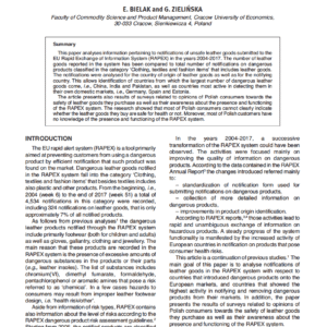 Leather Goods Notified to the Rapex System in the Years 2004-2017 – Notification Analysis for Countries of Manufacture and Notifying Countries
