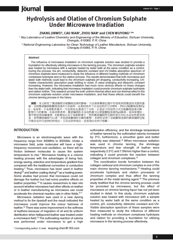 Hydrolysis and Olation of Chromium Sulphate Under Microwave Irradiation