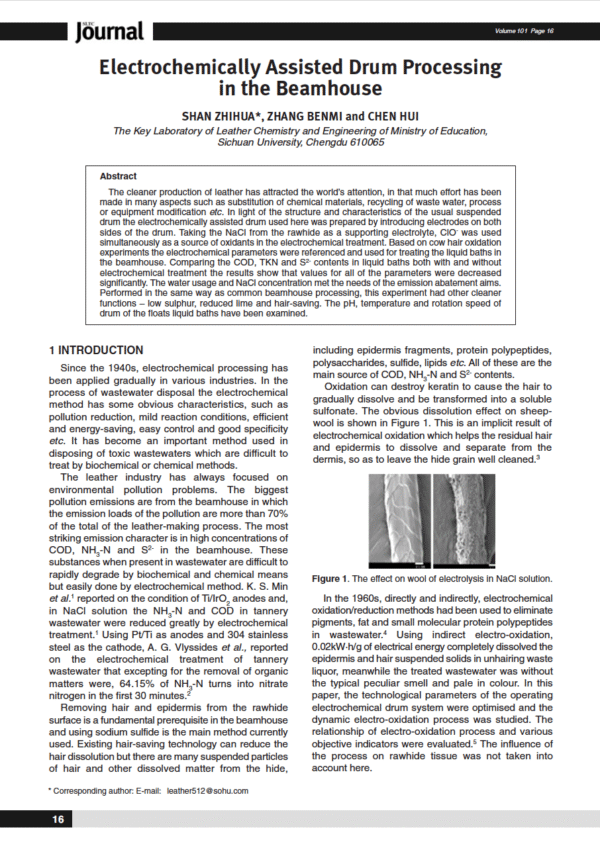 Electrochemically Assisted Drum Processing in the Beamhouse