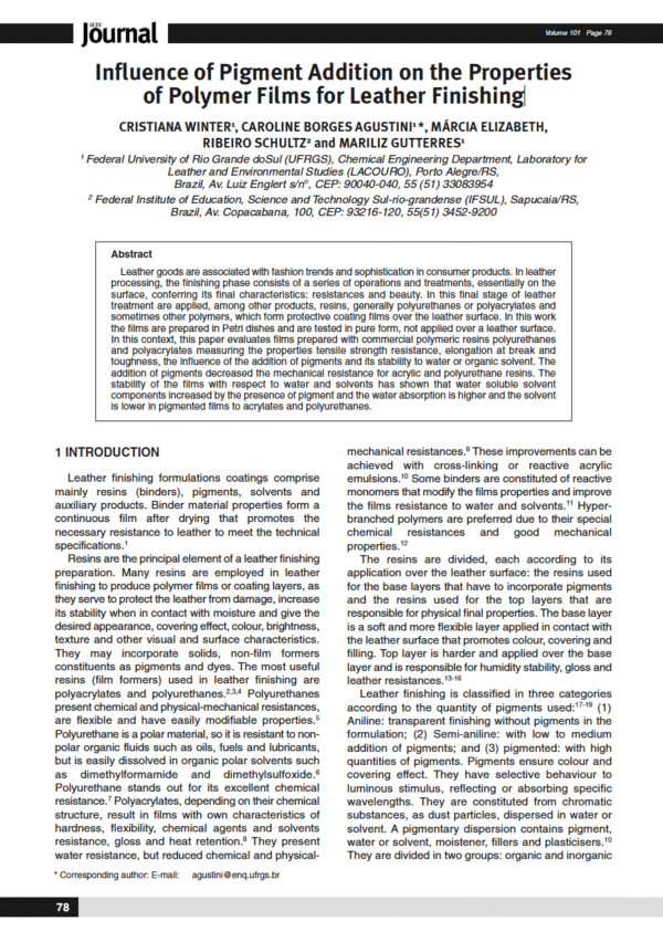 Influence of Pigment Addition on the Properties of Polymer Films for Leather Finishing