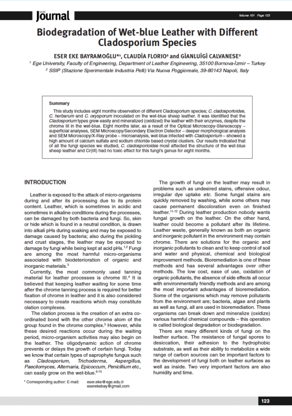 Biodegradation of Wet-blue Leather with Different Cladosporium Species