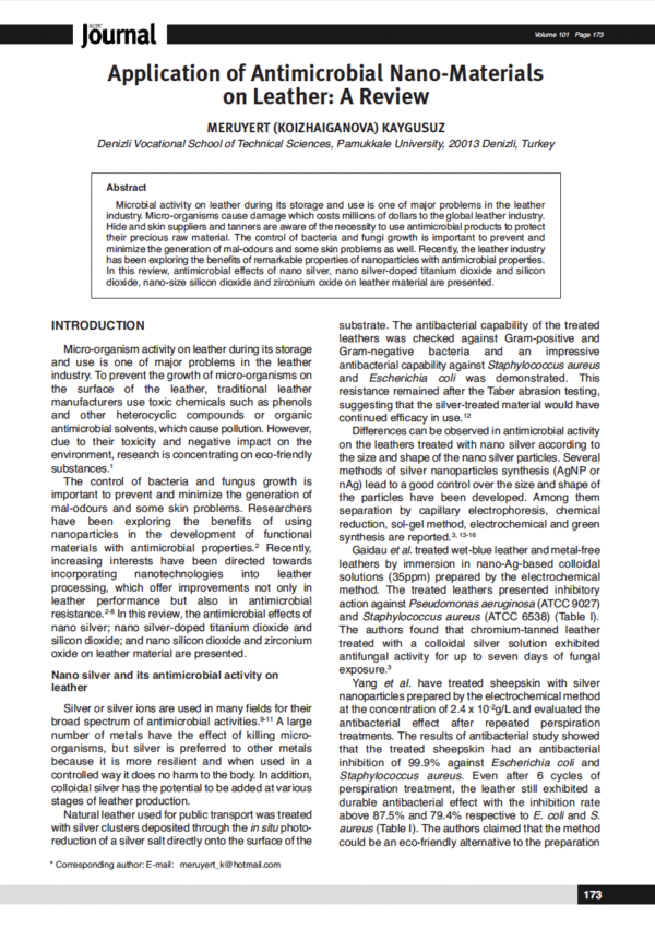 Application of Antimicrobial Nano-Materials on Leather: A Review
