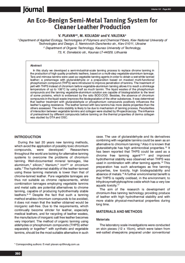 An Eco-Benign Semi-Metal Tanning System for Cleaner Leather Production