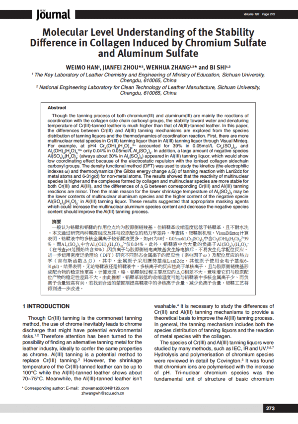 Molecular Level Understanding of the Stability Difference in Collagen Induced by Chromium Sulfate and Aluminum Sulfate