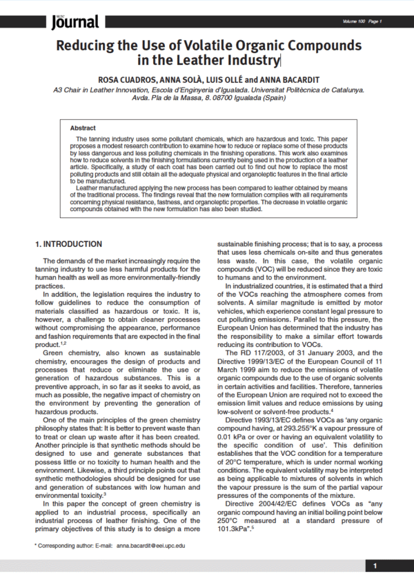 Reducing the Use of Volatile Organic Compounds in the Leather Industry
