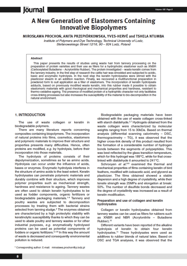 A New Generation of Elastomers Containing Innovative Biopolymers