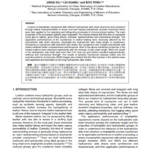 Influence of Hydrophobic Side Chain Structure on the Performance of Amphiphilic Acrylate Copolymers in Leather-making