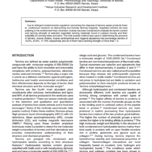 Tannin Analysis of Selected Plants from Laikipia County, Kenya