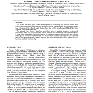 Application of Texture Profile Analysis (TPA) to Evaluate the Sensory Properties of Leather