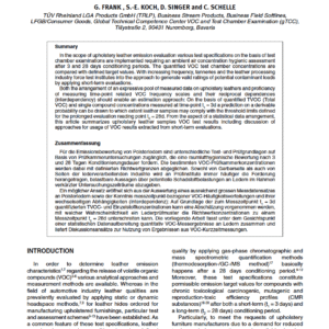 Test Chamber-based VOC Quantification Results of Upholstery Leathers Focused on Statistical Frequency Scales for TVOC and Single Compound Concentrations